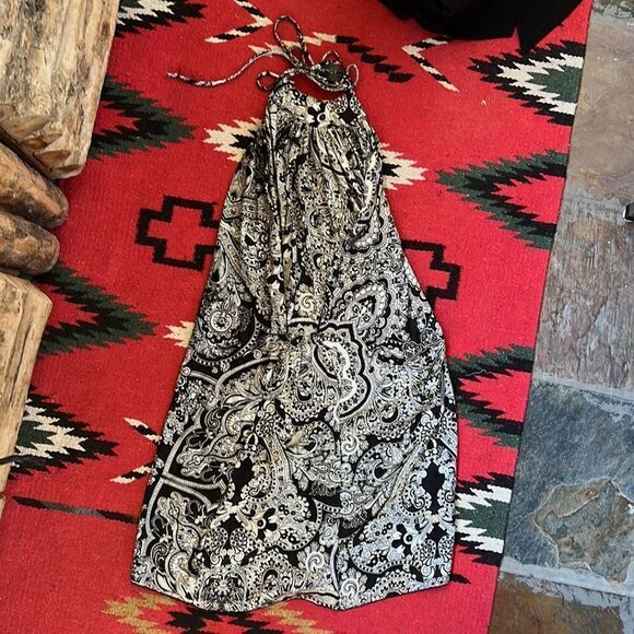 Paisley Print Halter Neck Backless Dress Women Size Small - Picture 4 of 5